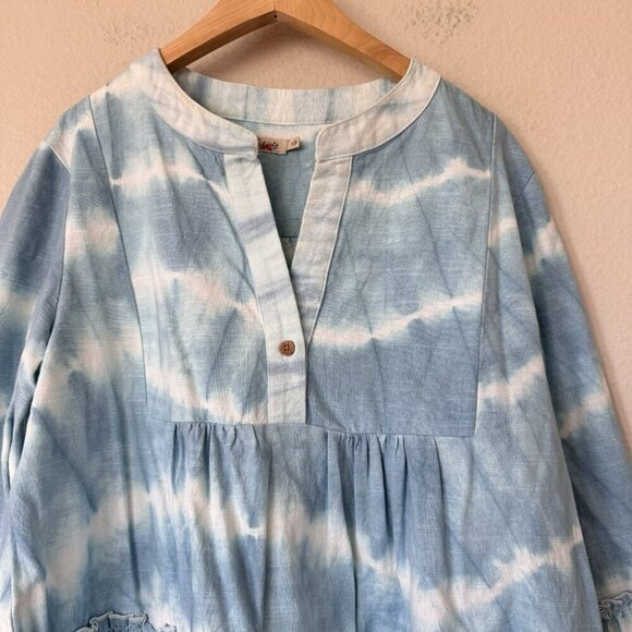 FAHERTY Vida Blue Tie Dye Tiered A Line Oversized Dress Size Small $278 - Picture 6 of 11